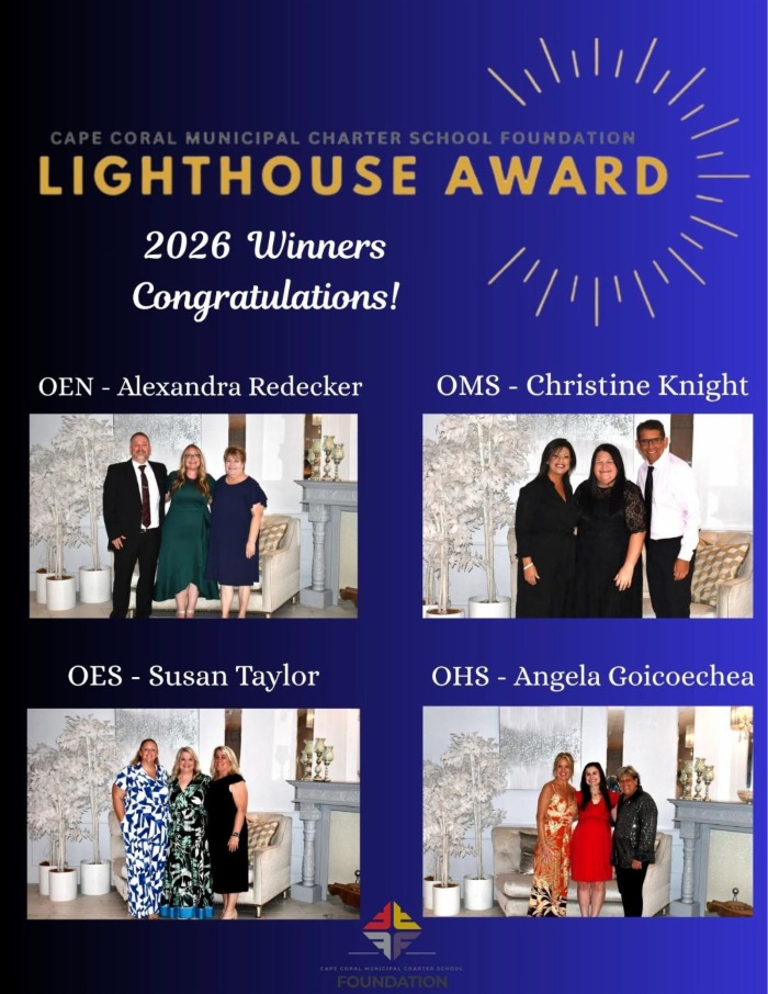 Flyer for the winners of the 2026 Lighthouse Awards: Alexandra Redecker, Christine Knight, Susan Taylor, and Angela Goicoechea